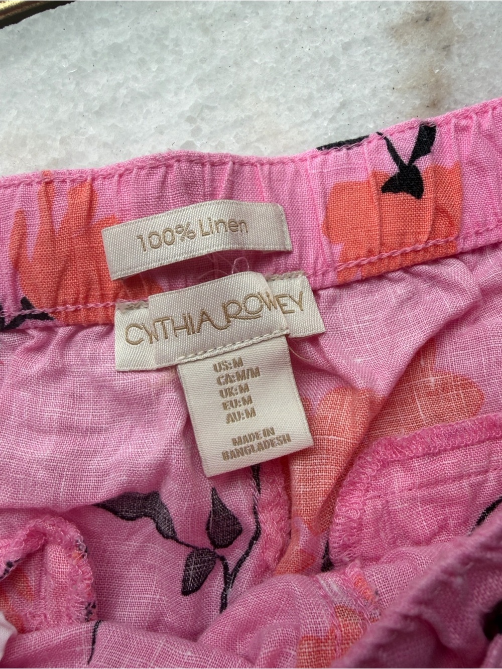 Pink Linen Drawstring Shorts - Picture 4 of 4